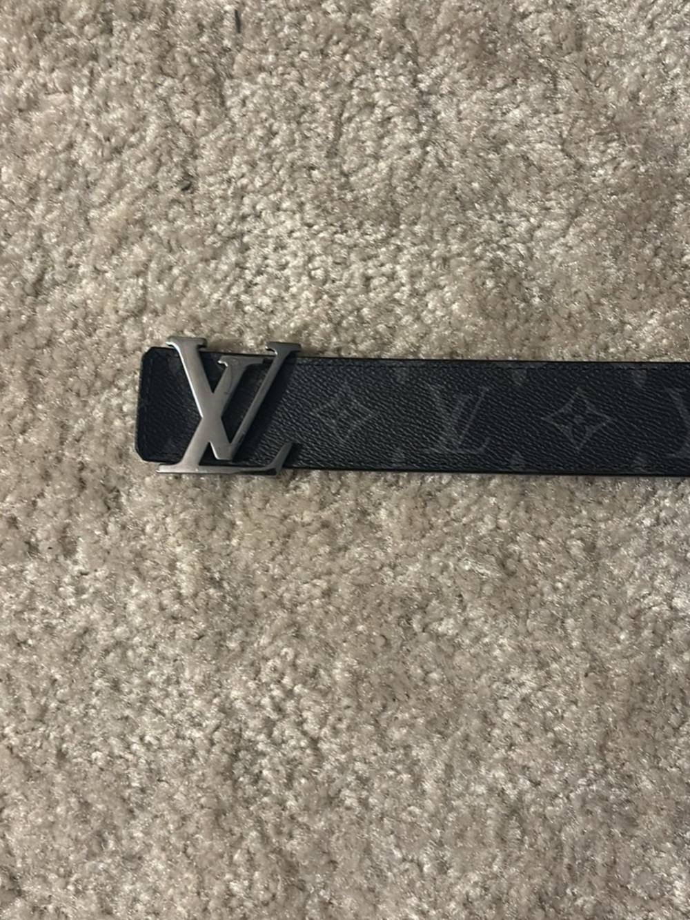 Louis Vuitton Black Monogram Canvas Belt with Silver LV Buckle